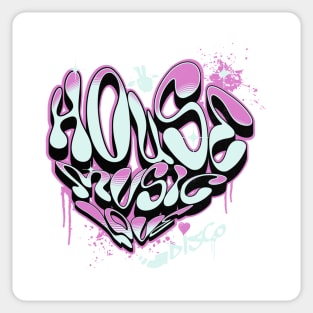 HOUSE MUSIC - Graffiti Love Heart (Pink) Sticker